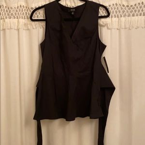 Black v neck tie waist top